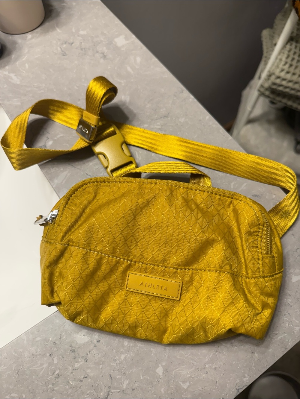 Athleta Gold Mustard Yellow Crossbody Belt Bag NWOT